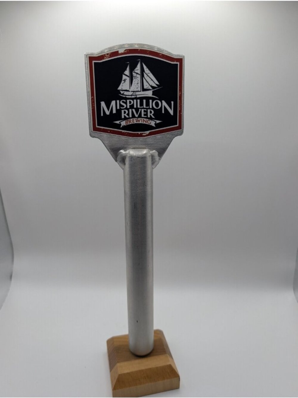 Mispillion River Brewing Tap Handle Black Silver Sailboat Metal Breweriana RARE - Picture 4 of 5